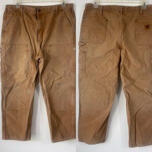 Men's Carhartt Double Knee Work Pants Tan 40X30